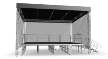Straight Light Roof 10m x 8m (32.8ft x 26.2ft) - Construction with canopy and walls. Stage not included.